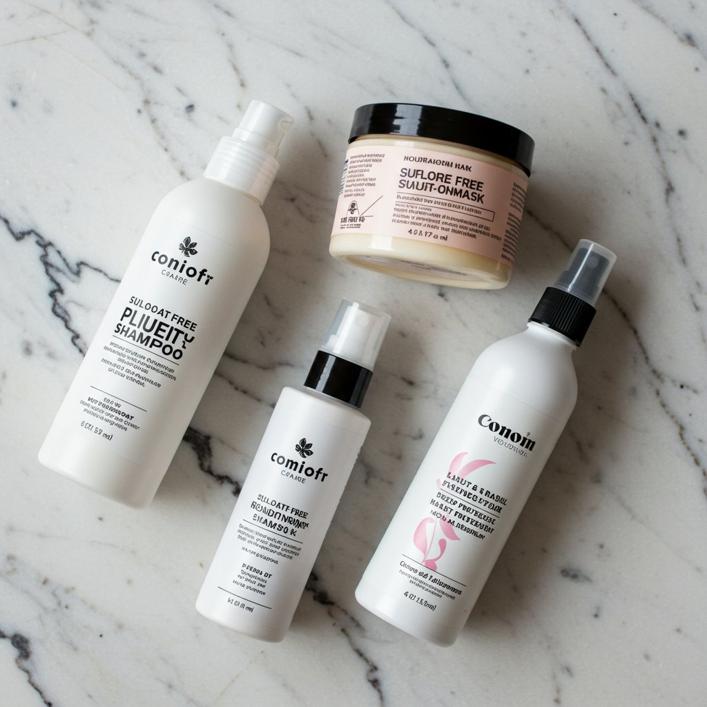 Flat Lay Of Color Safe Hair Products