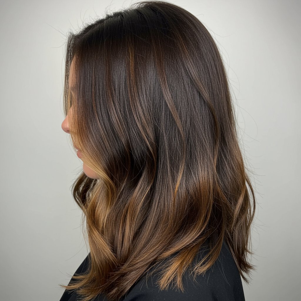 Natural Brunette Balayage Close Up