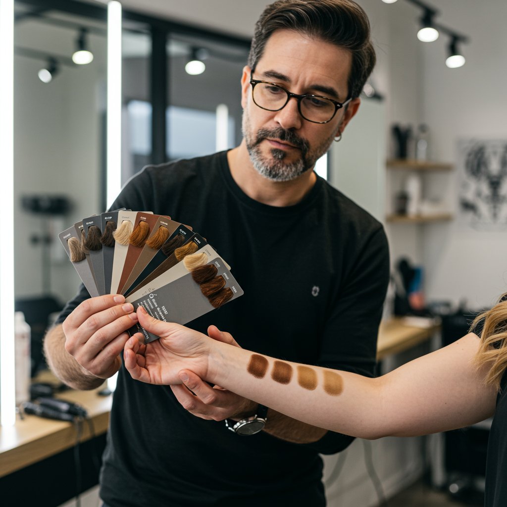 Stylist Matching Hair Swatches To Skin
