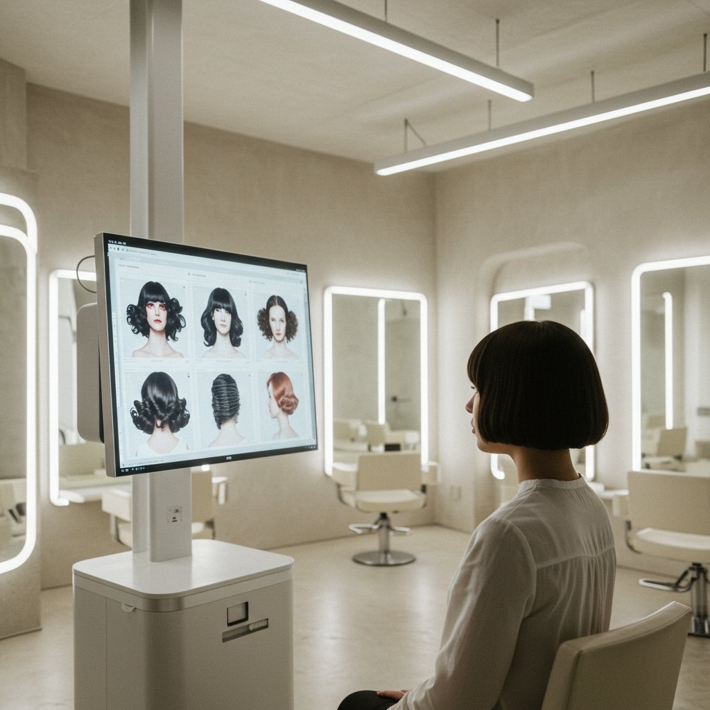 Futuristic Salon With Holographic Displays