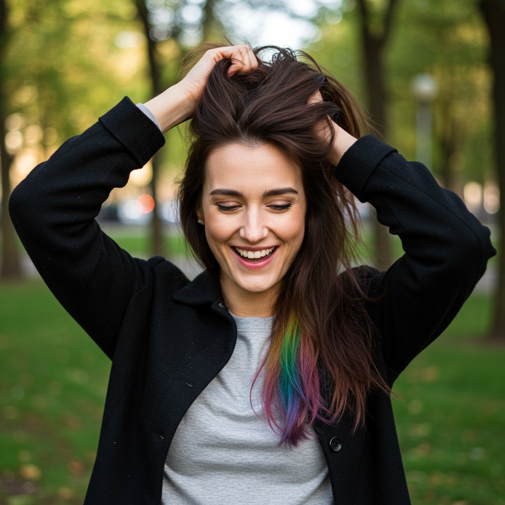 Woman Revealing Hidden Rainbow Underdye