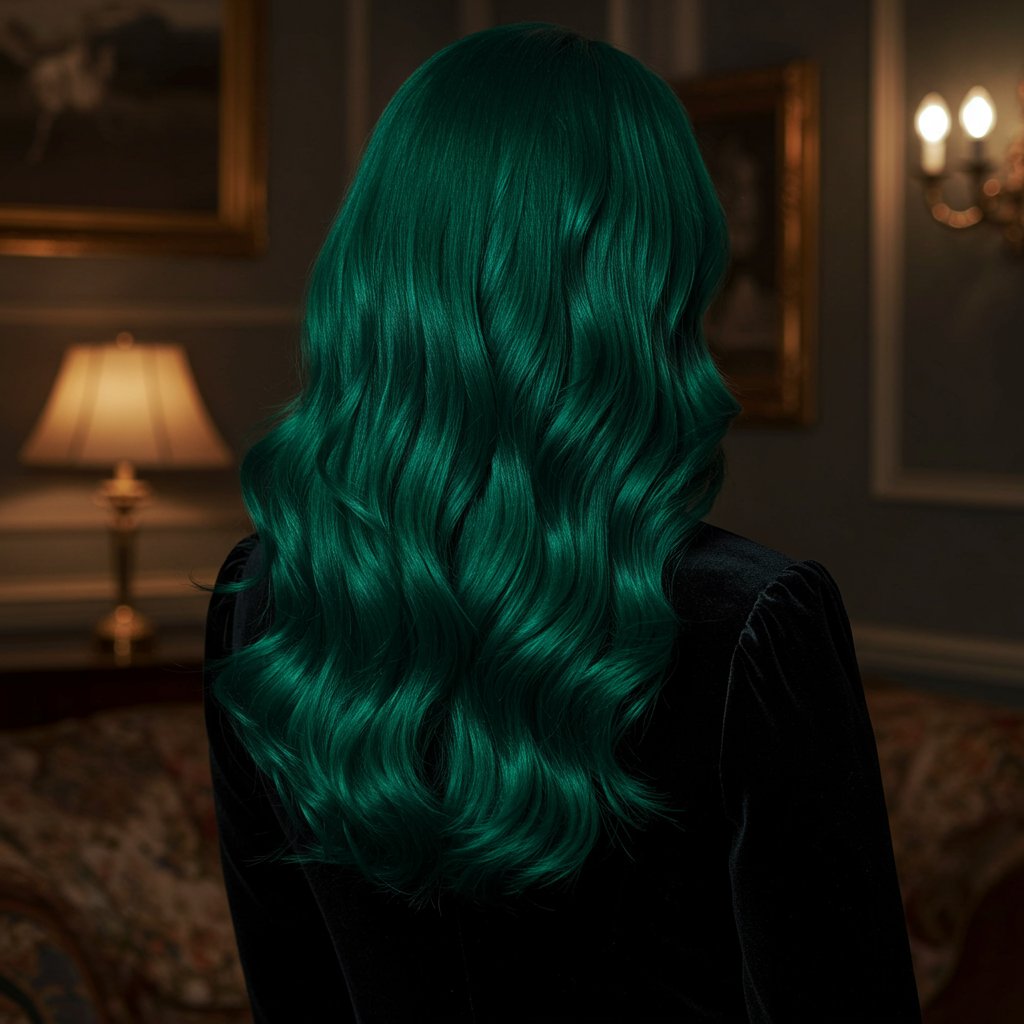 Woman With Long Emerald Green Hair