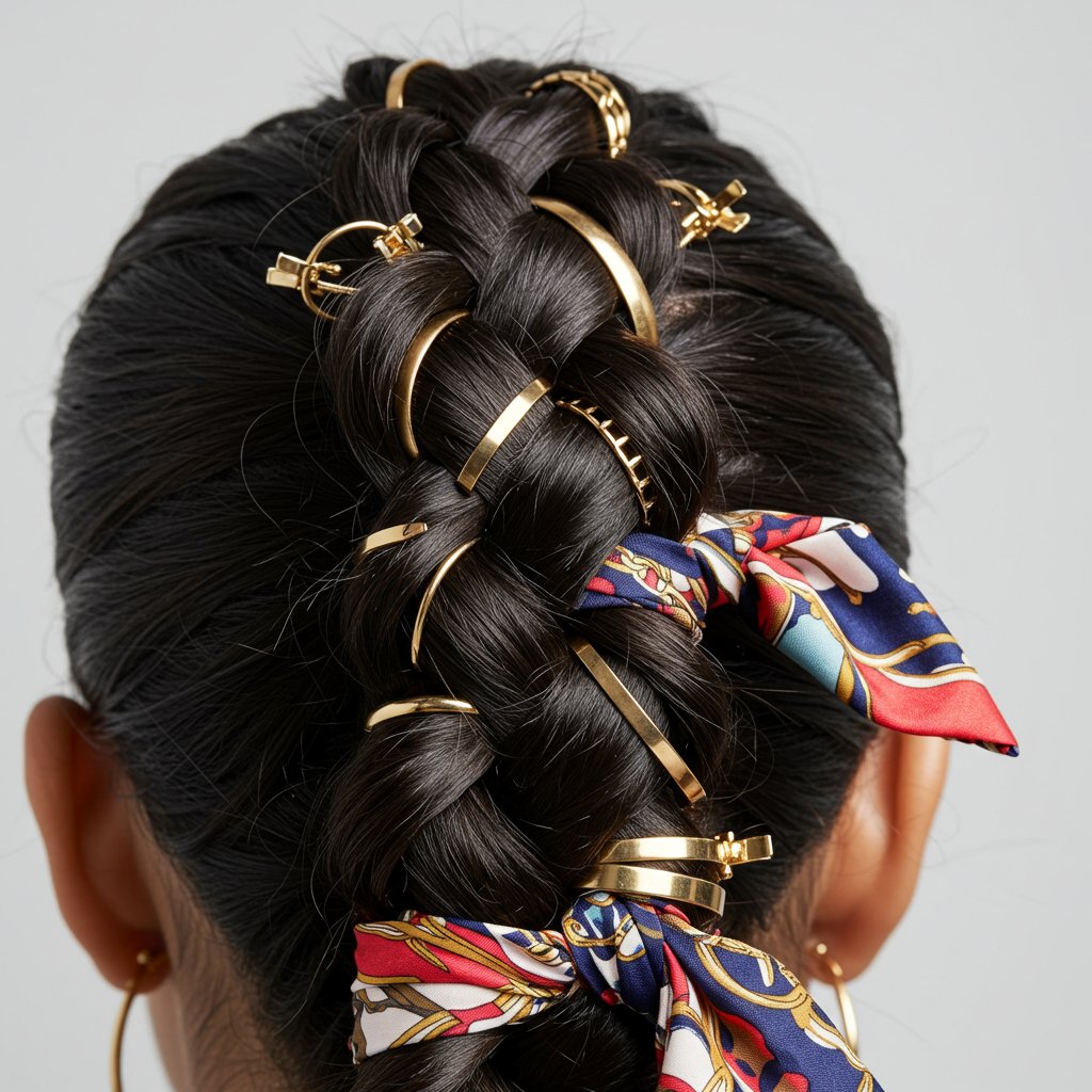 Close-Up-Braid-With-Scarf-And-Rings