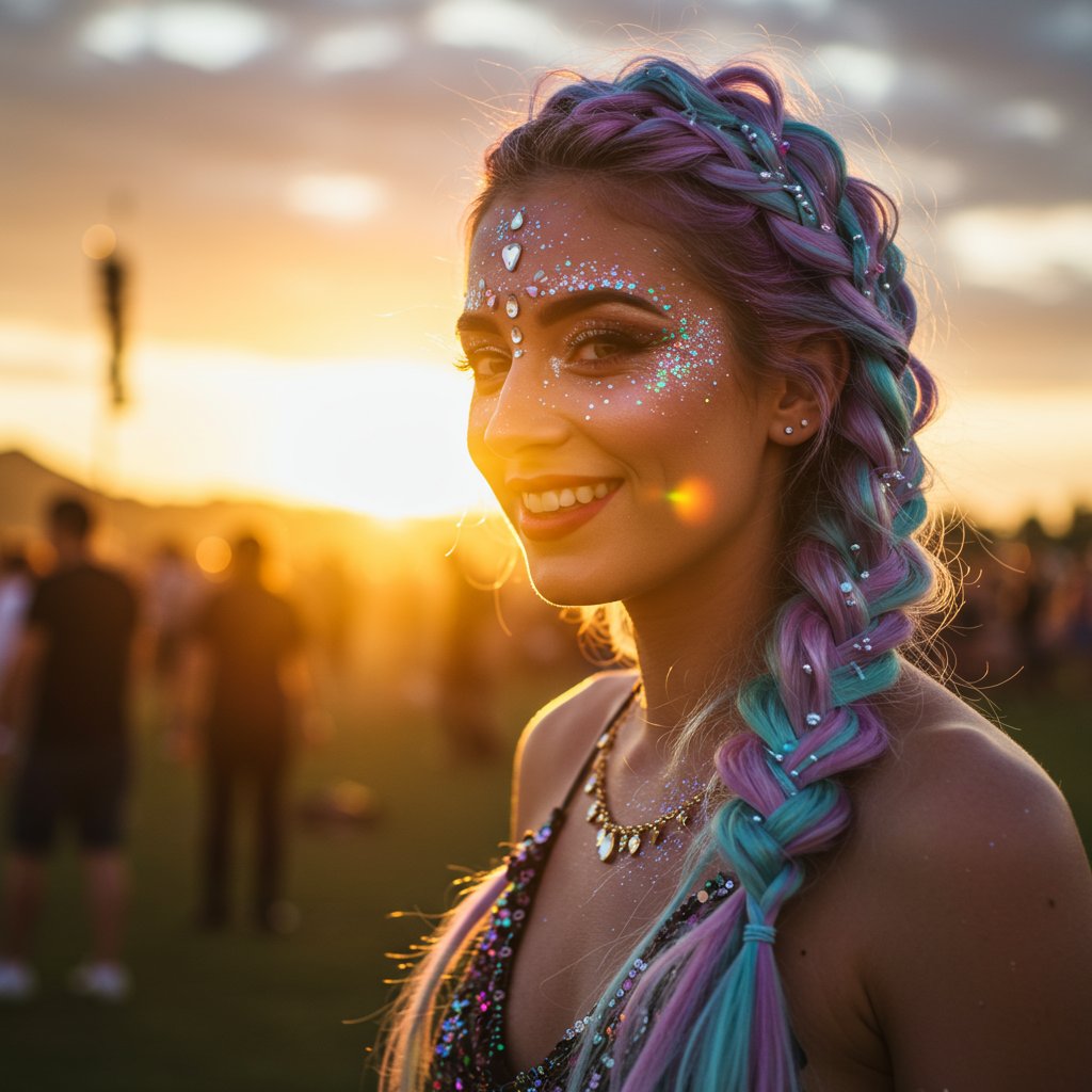Woman-With-Mermaid-Braid-At-Festival