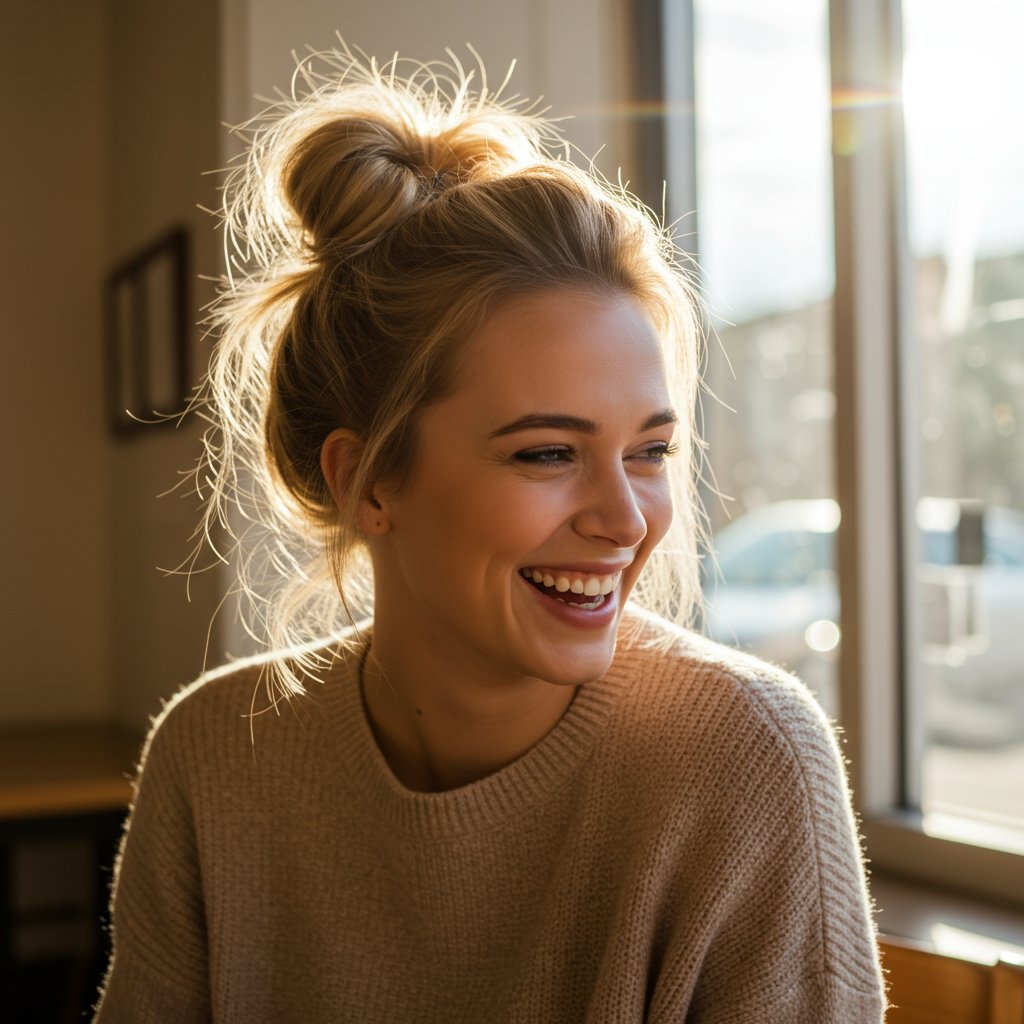 Casual-Messy-Top-Knot-Half-Updo
