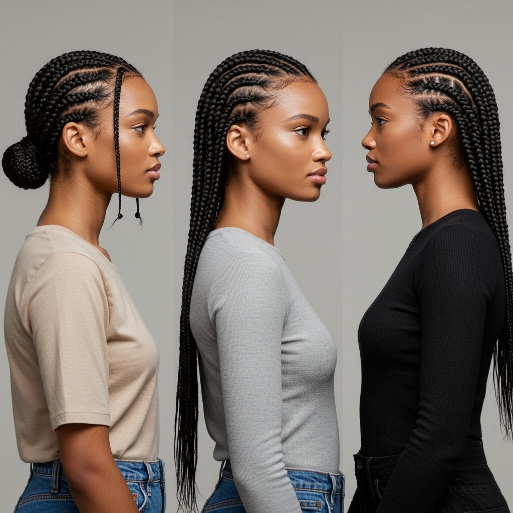 Triptych Of Knotless Braid Sizes