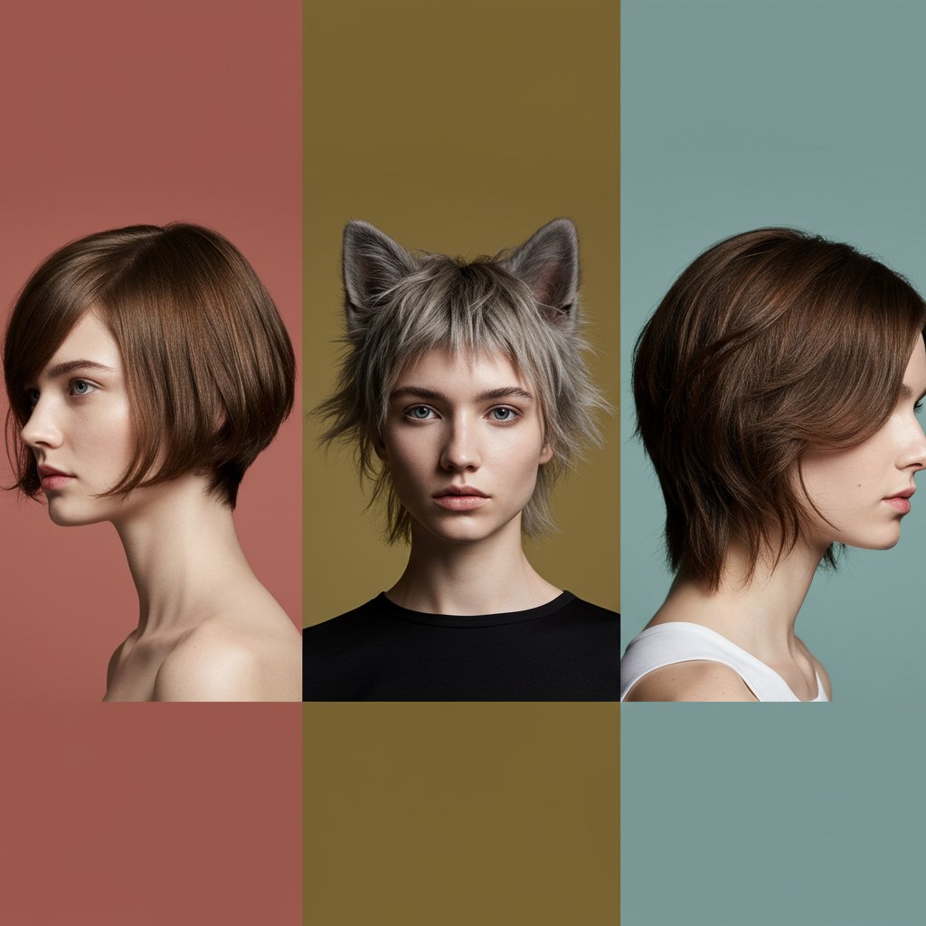 Haircut Style Comparison Triptych