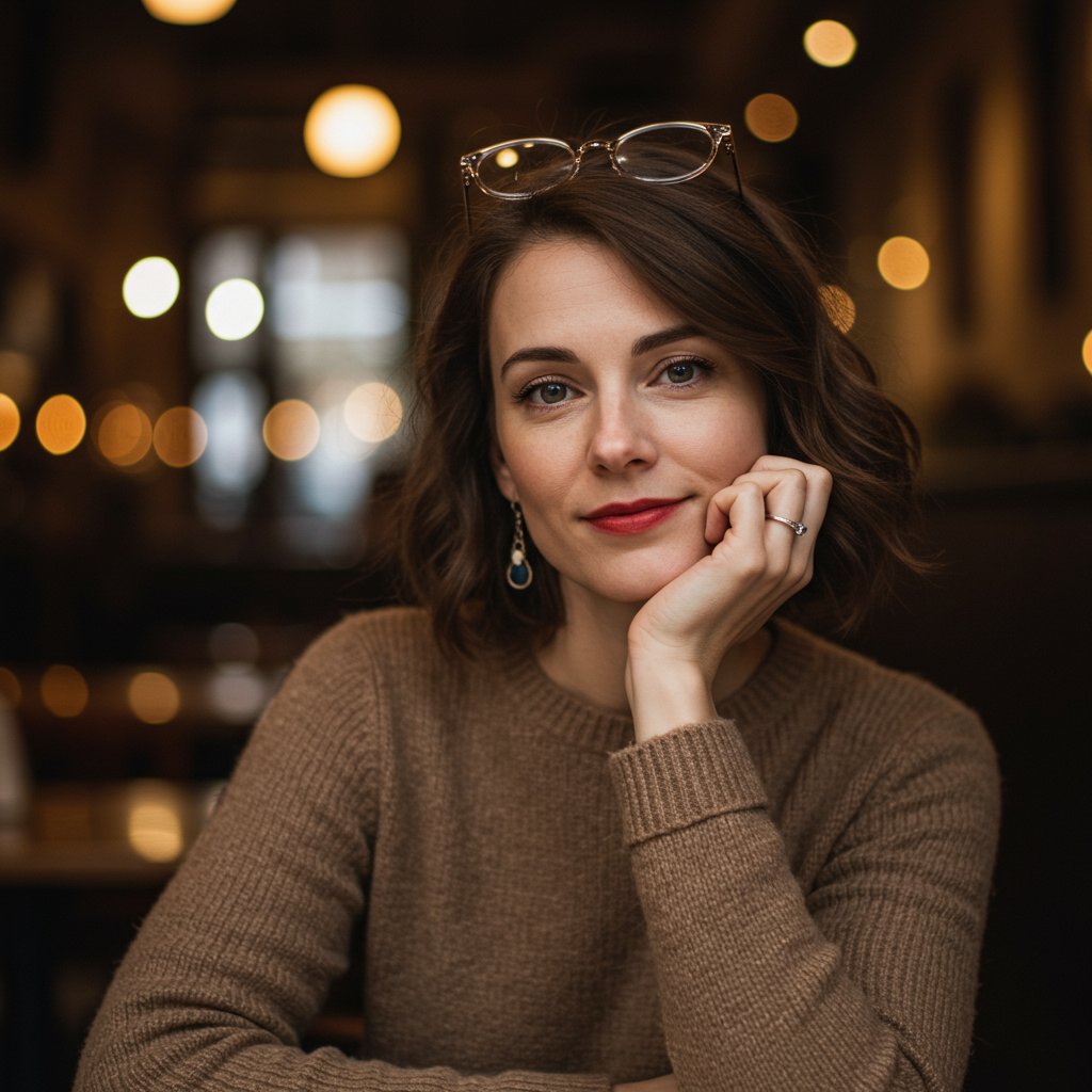 Woman With Butterfly Cut Pondering