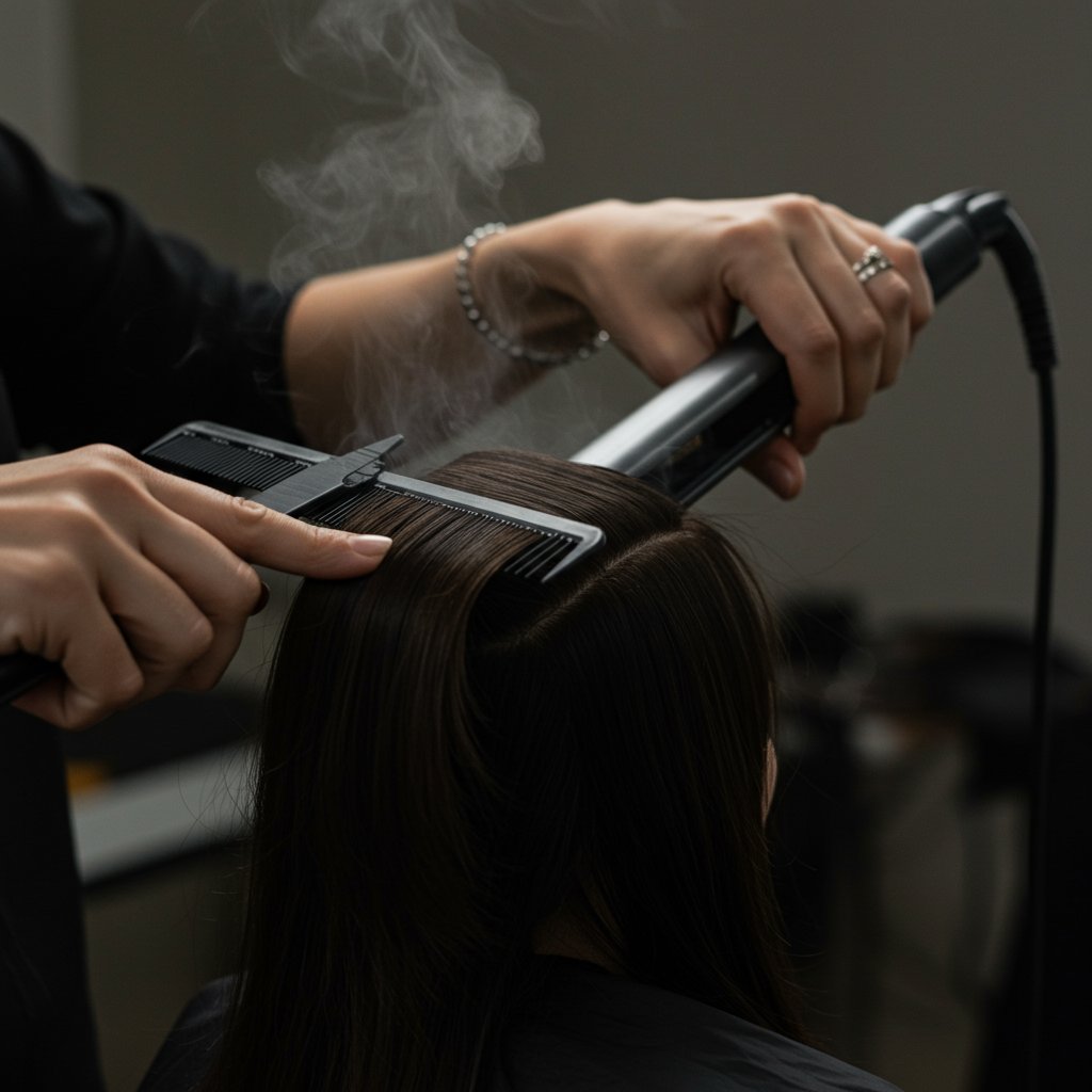 Glass Hair Styling Process In Action