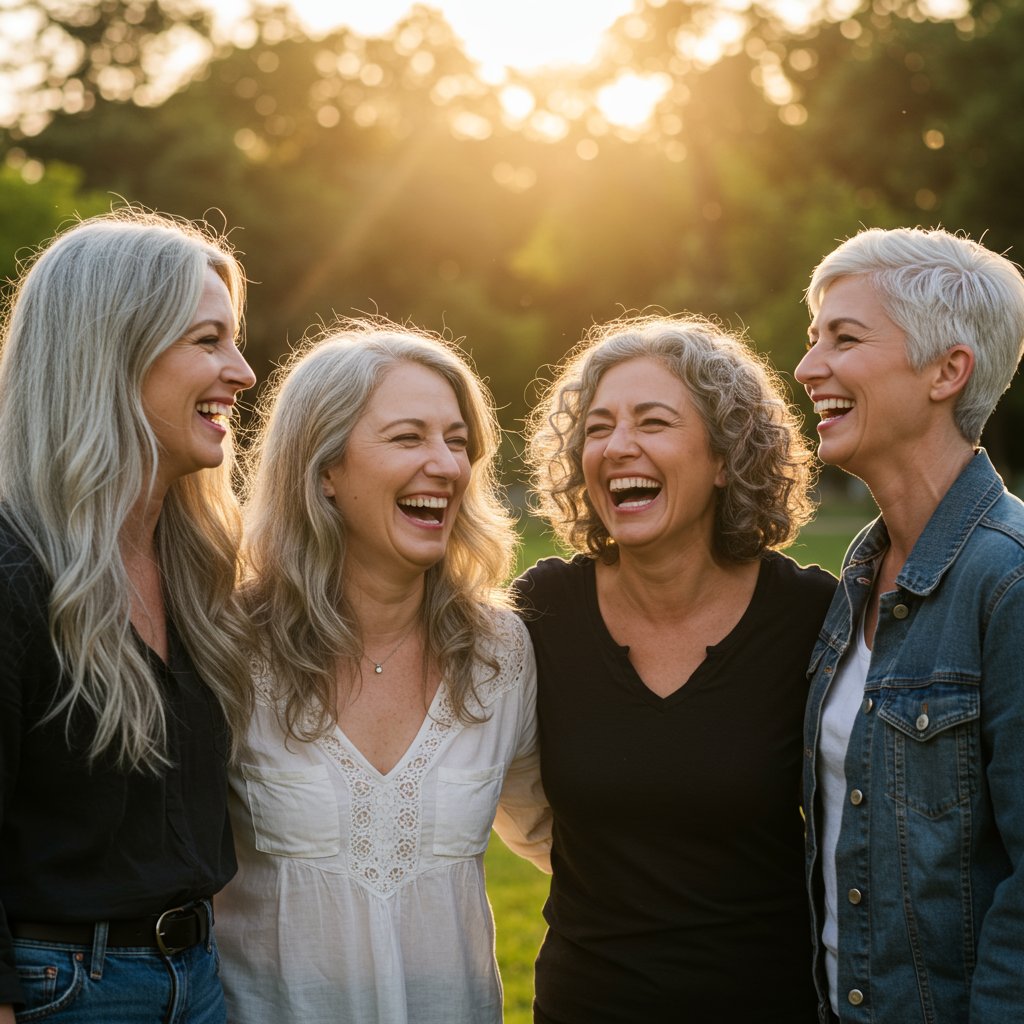 Diverse Group Of Women With Gray Hair