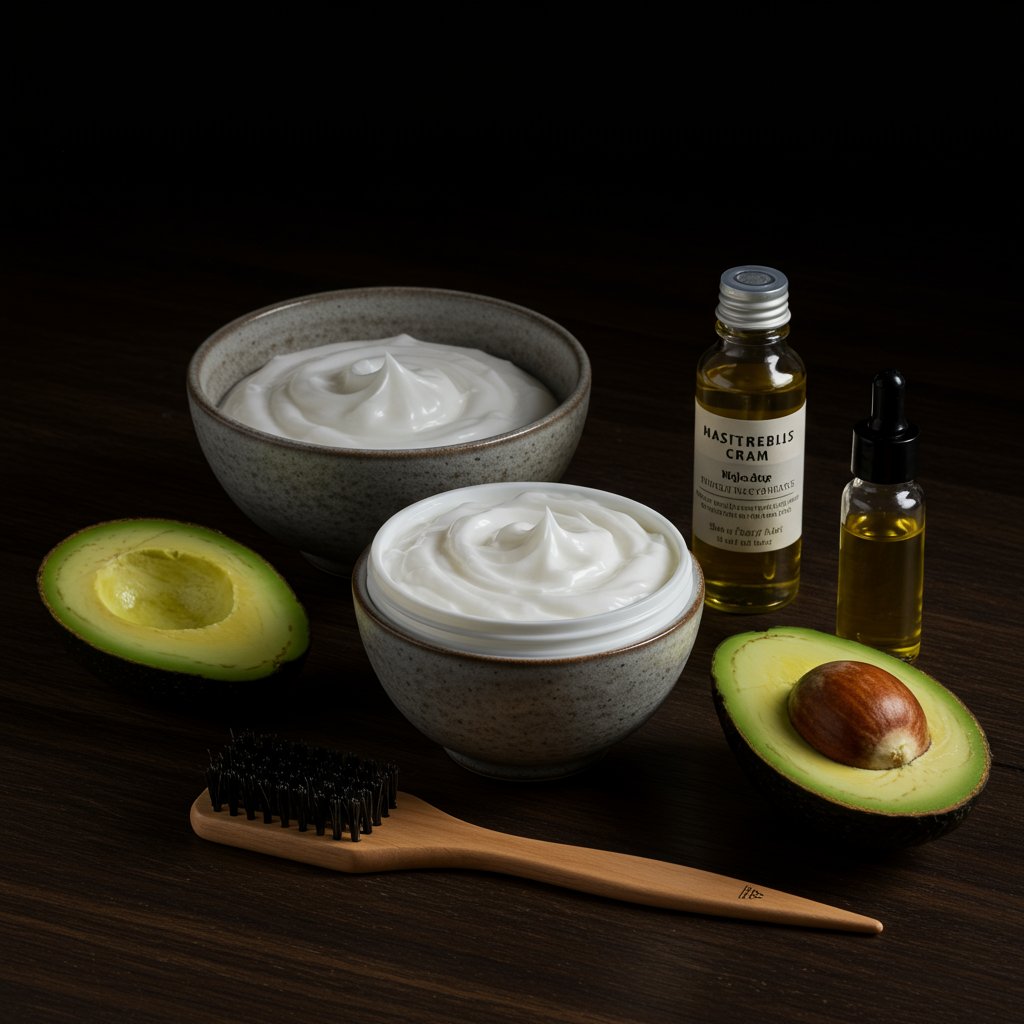 Luxurious Hair Mask Bowl And Ingredients