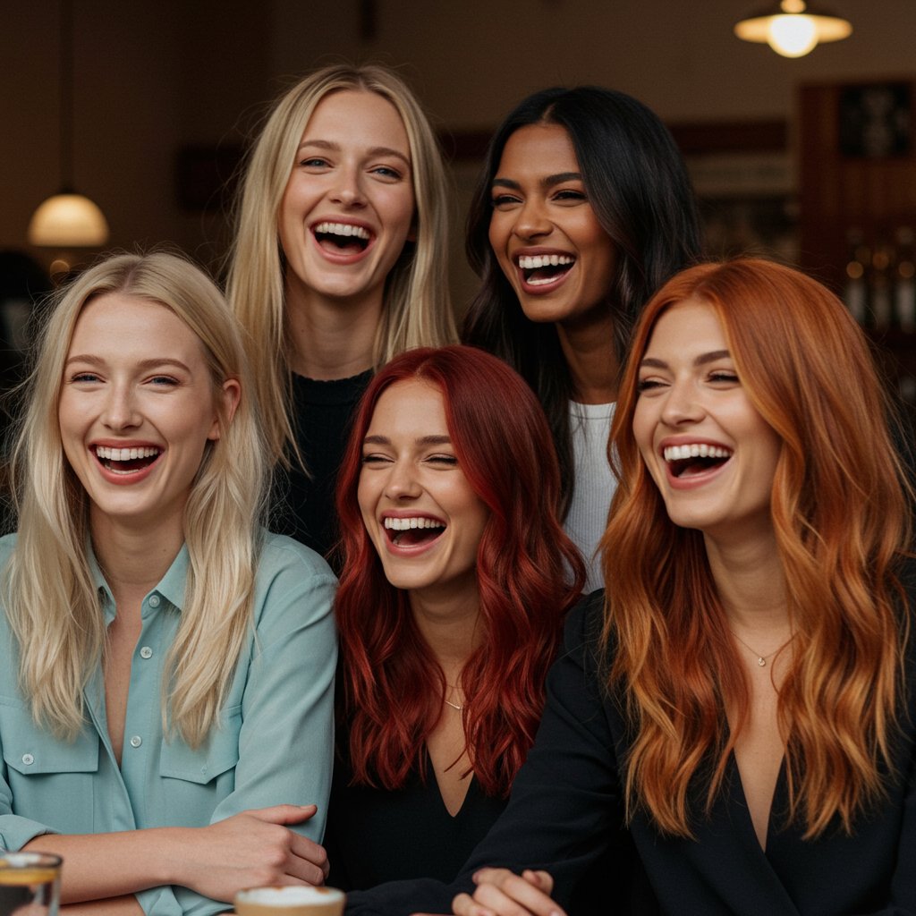 Diverse Women Laughing With Beautiful Hair Colors