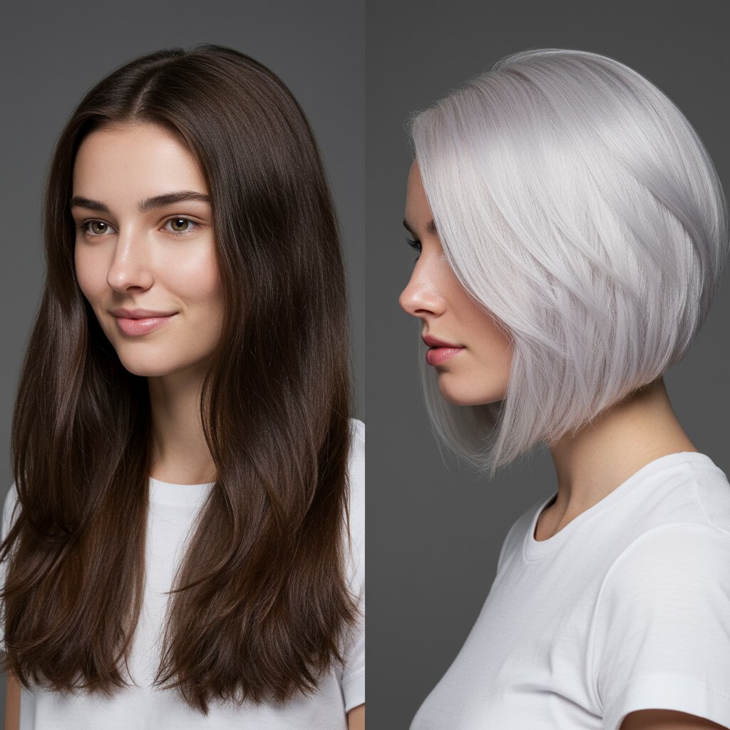 Hair Color Transformation From Brunette To Platinum