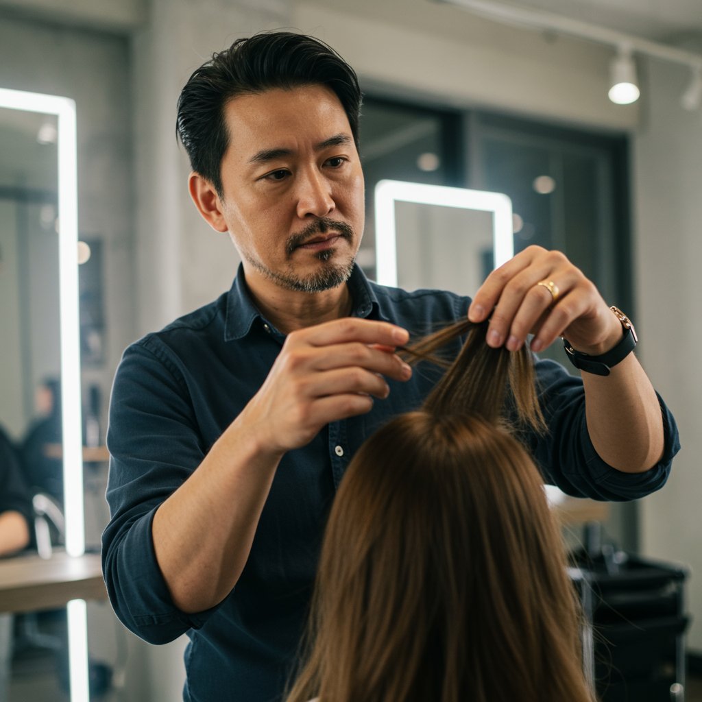 Hairstylist Consulting With Client In Salon