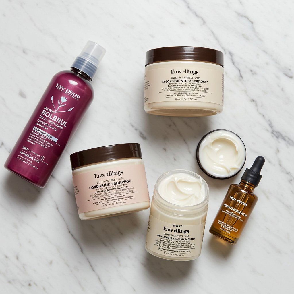 Luxury Hair Care Products Flat Lay