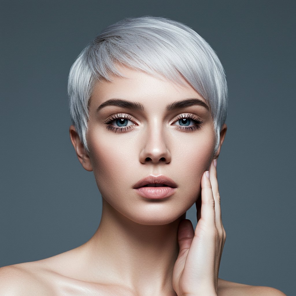 Portrait Of Woman With Platinum Ice Hair