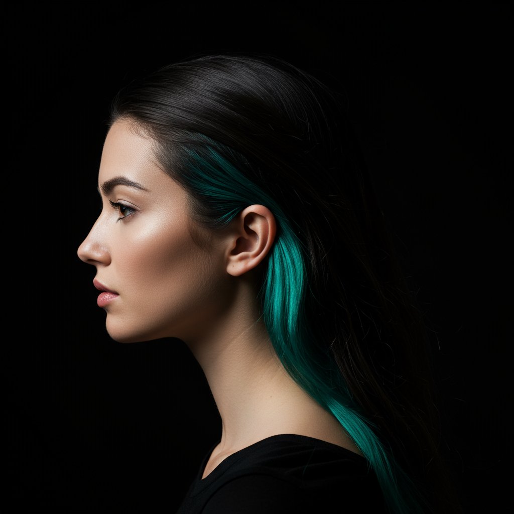 Subtle Peekaboo Color In Dark Hair