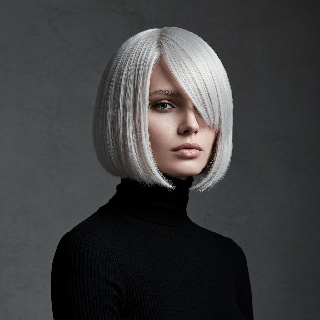 Icy Platinum Blonde Bob