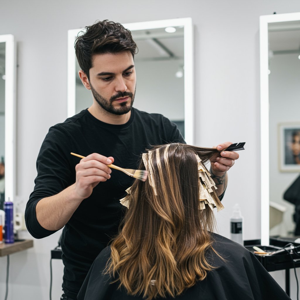 Stylist Applying Balayage Technique