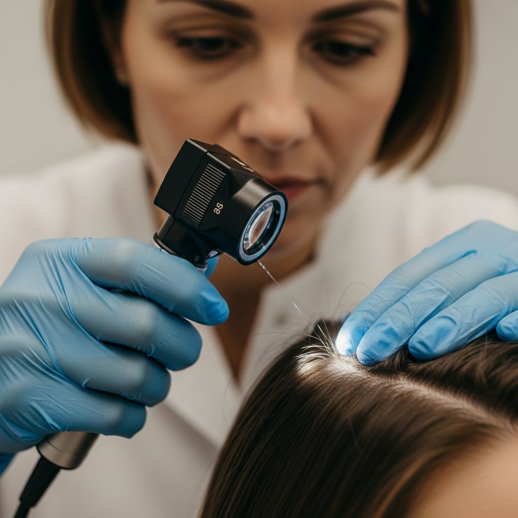 Doctor Examining Scalp Trichology