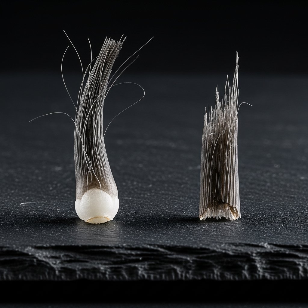 Hair Strand Comparison White Bulb