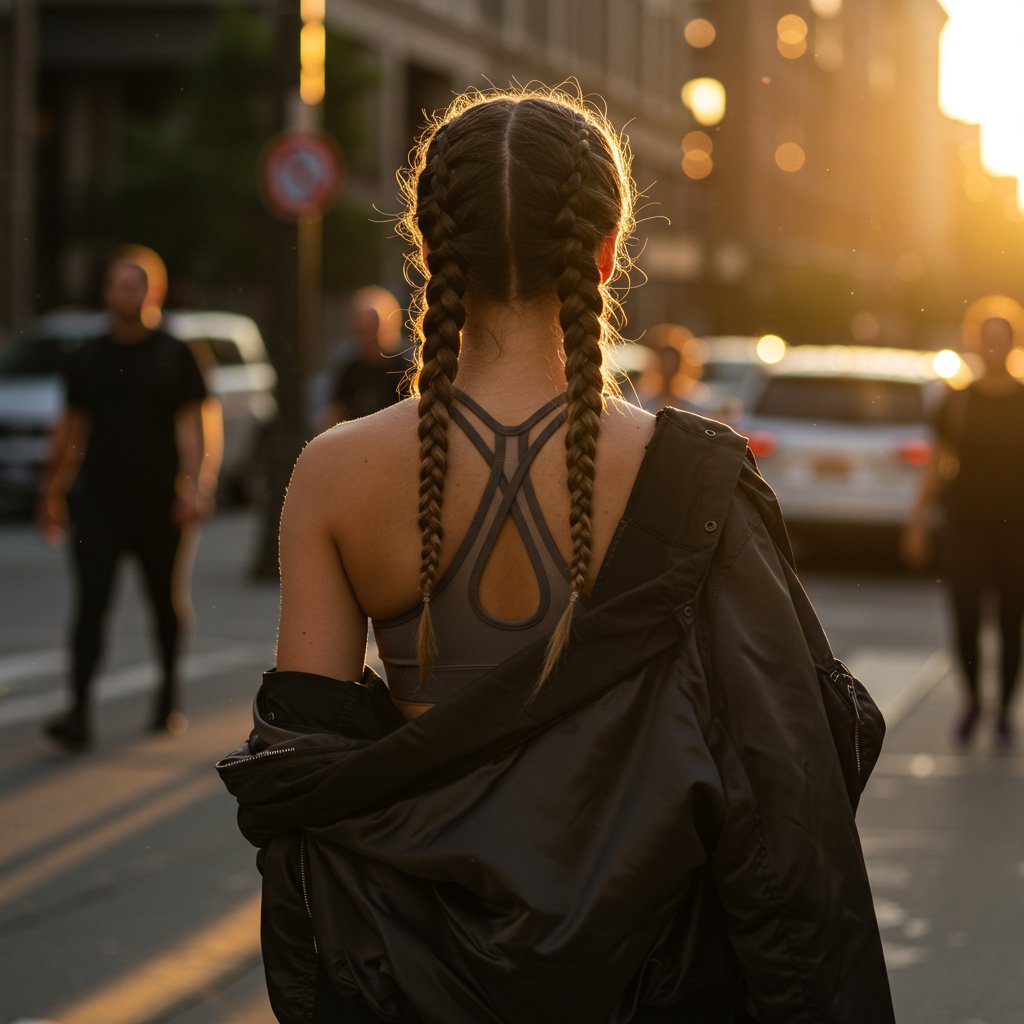 Woman-With-Dutch-Braids-On-City-Street