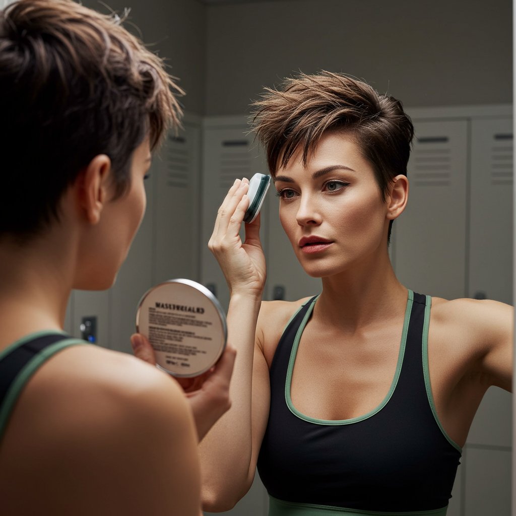 Woman-With-Pixie-Cut-Styling-Hair