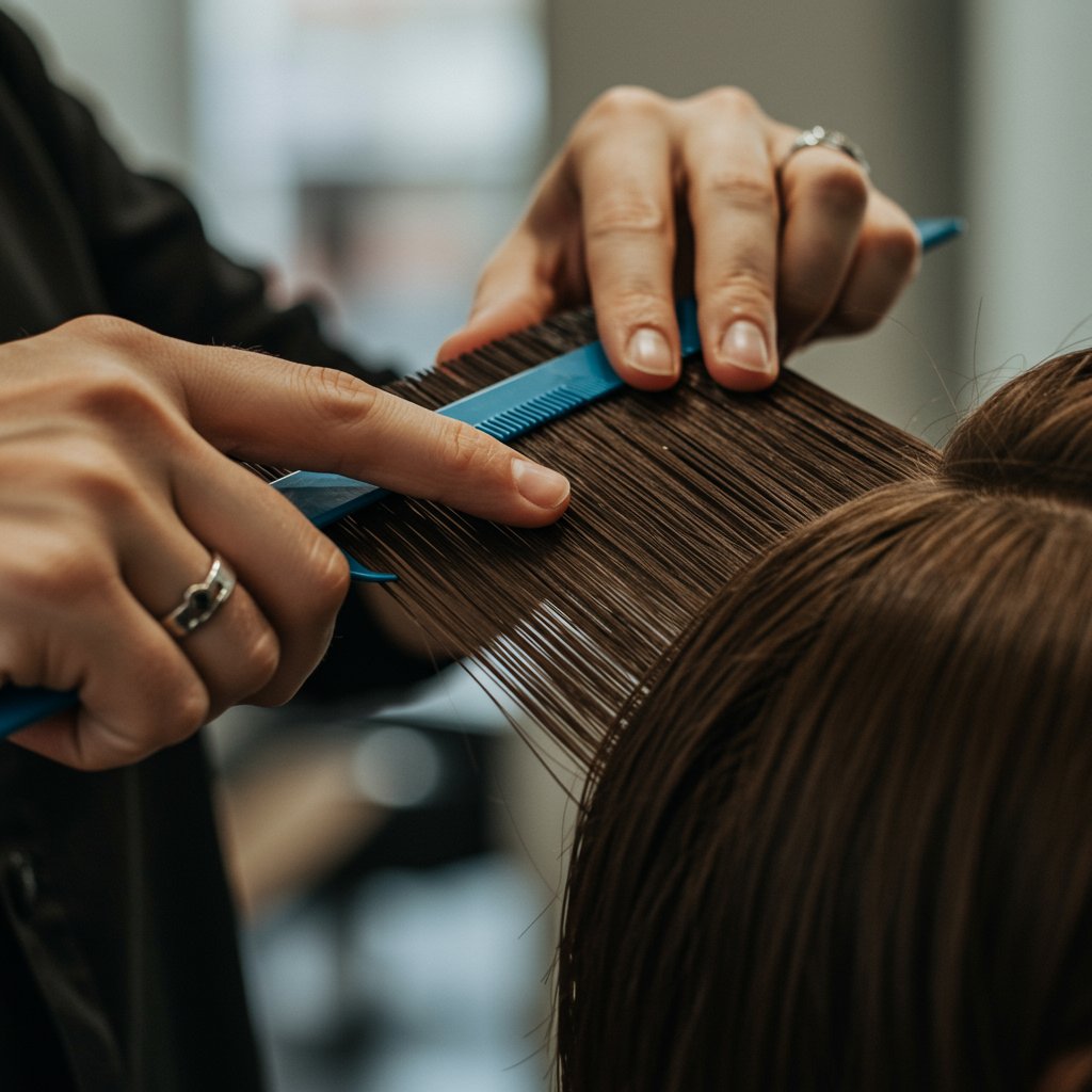 Stylist Hands Working On Hair