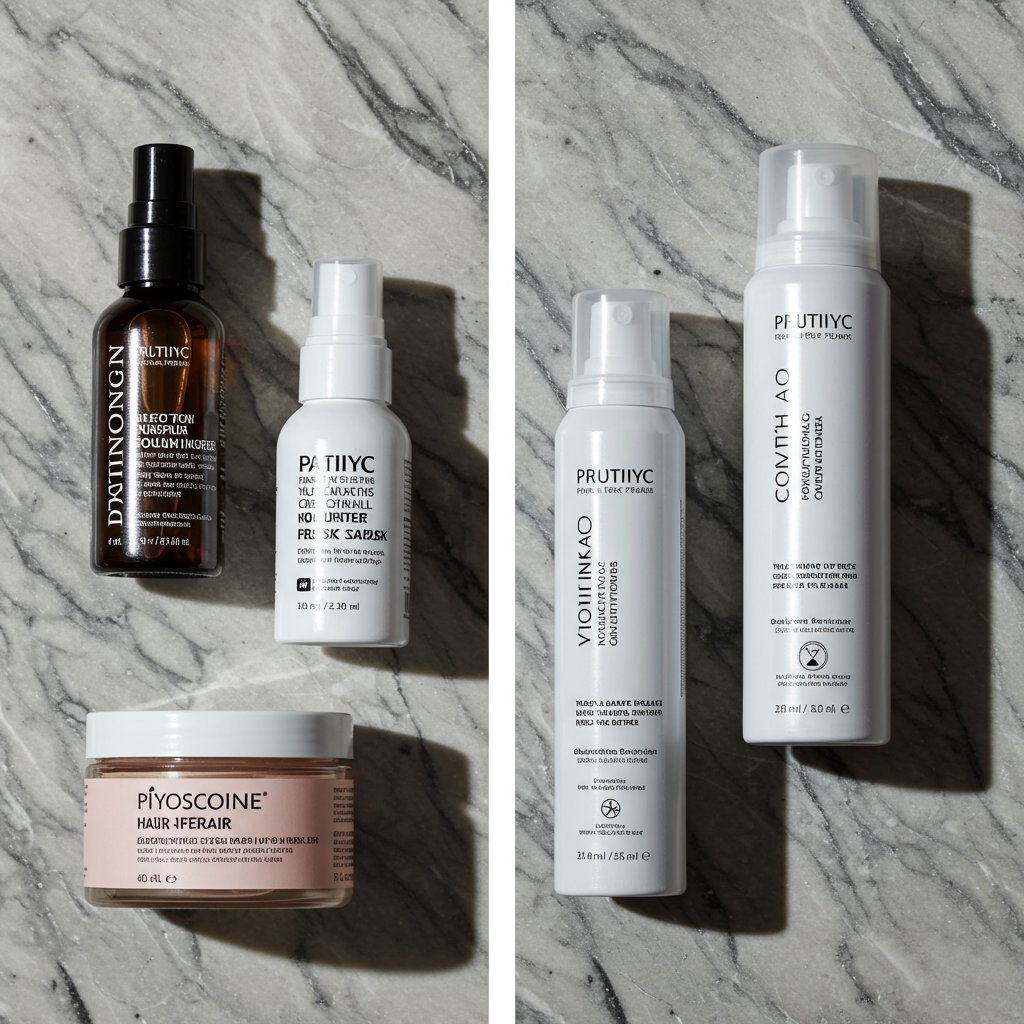 Flat Lay Of Hair Styling Products