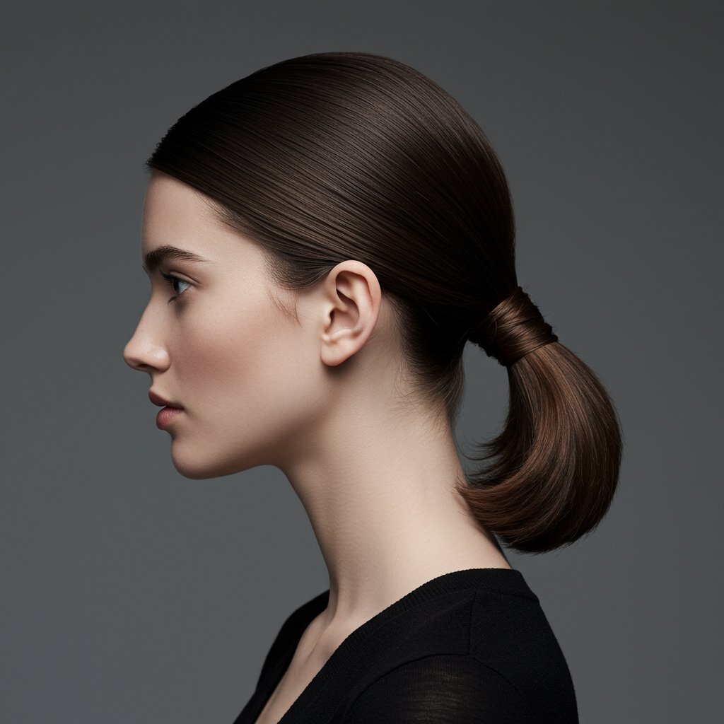 Chic Woman With Wrapped Low Ponytail