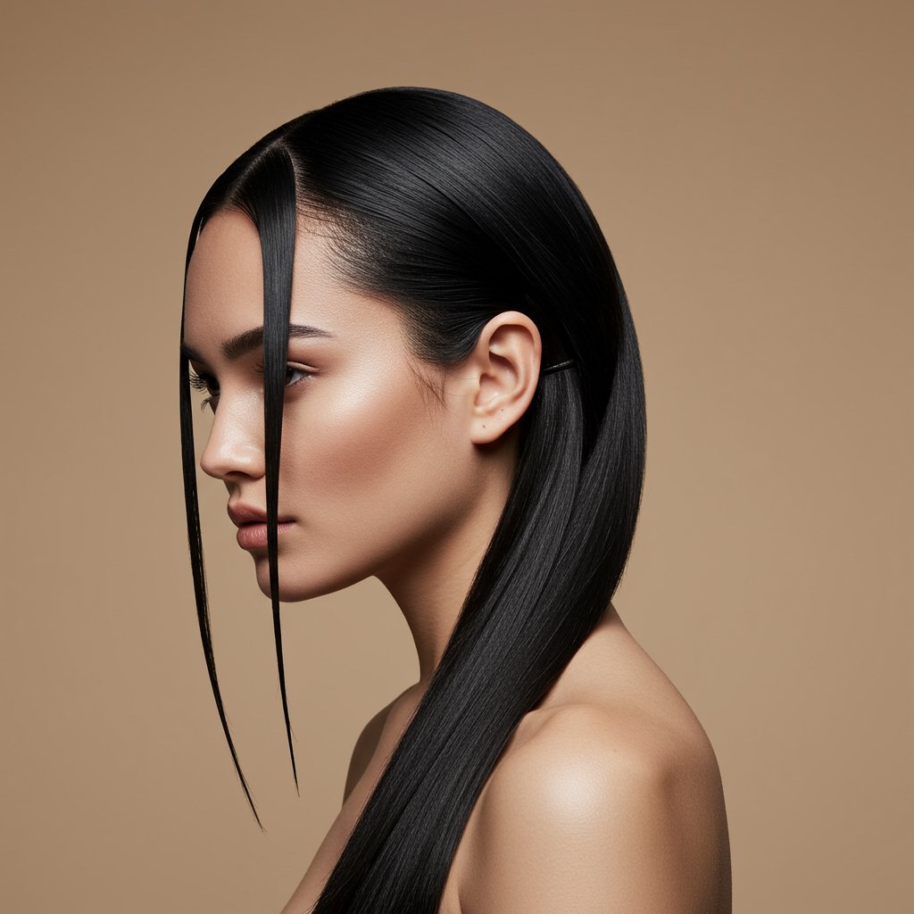 Modern-Sleek-Half-Up-Ponytail-With-Tendrils