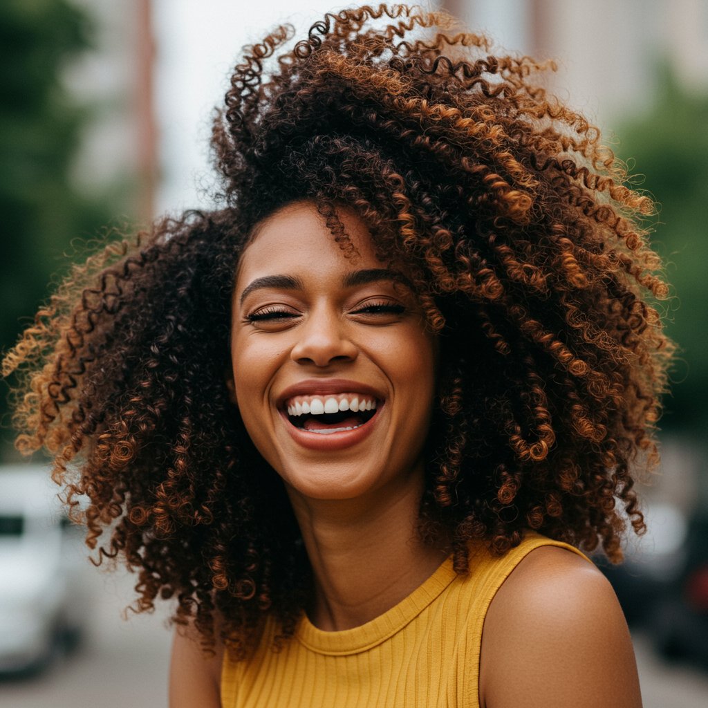 Woman-With-Natural-Curls-In-Pineapple-Half-Up-Style