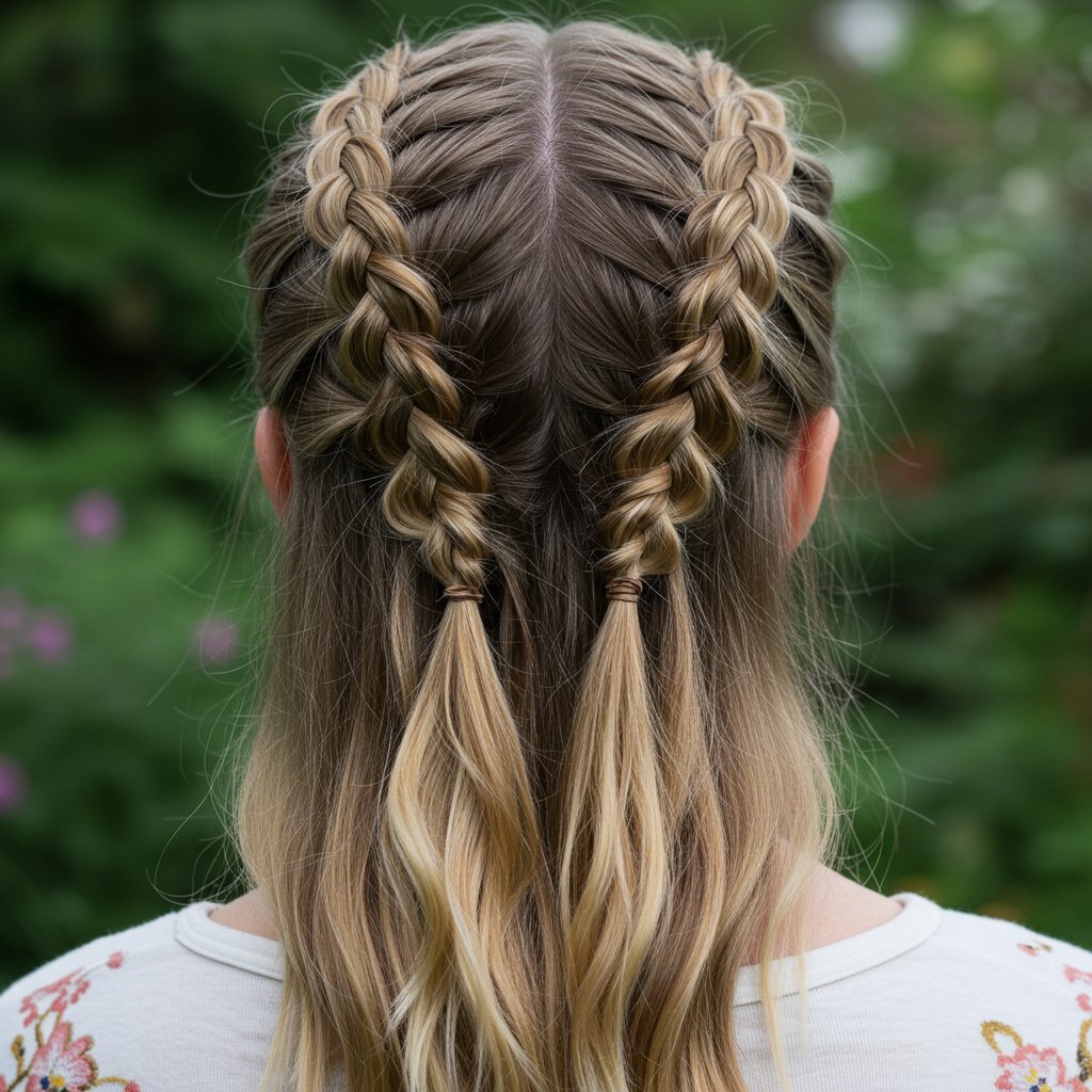Half Up Hairstyle With Dutch Braids