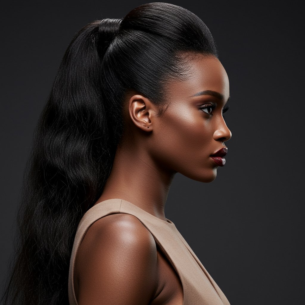 High Ponytail Hybrid Half Up Style