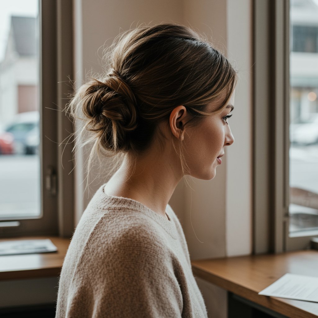 Minimalist Half Up Top Knot Hairstyle