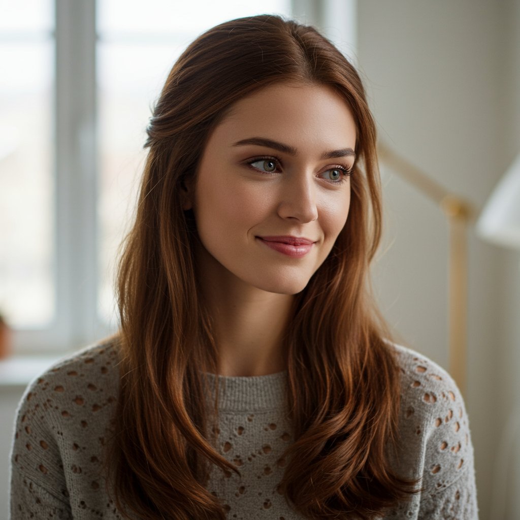 Woman With Versatile Half Up Hairstyle Introduction
