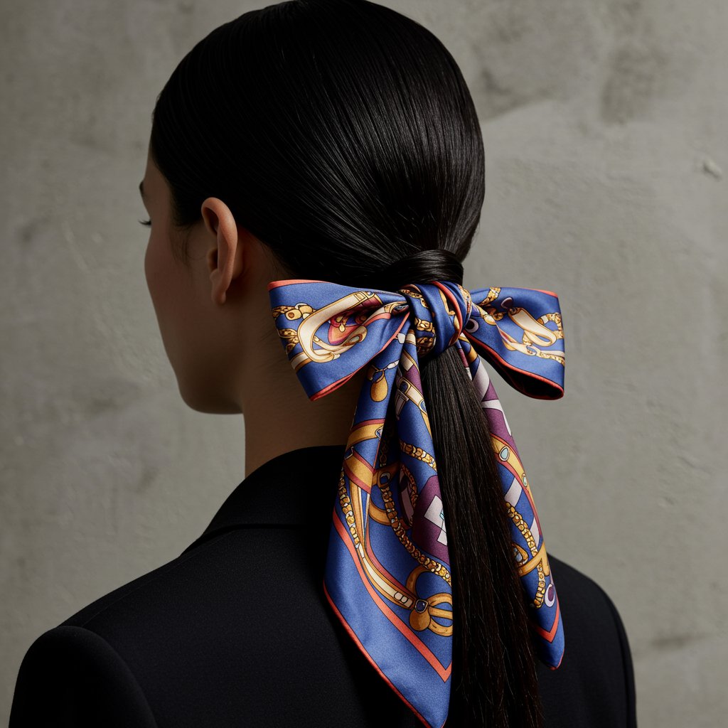 Elegant Half Up Hairstyle With Silk Scarf