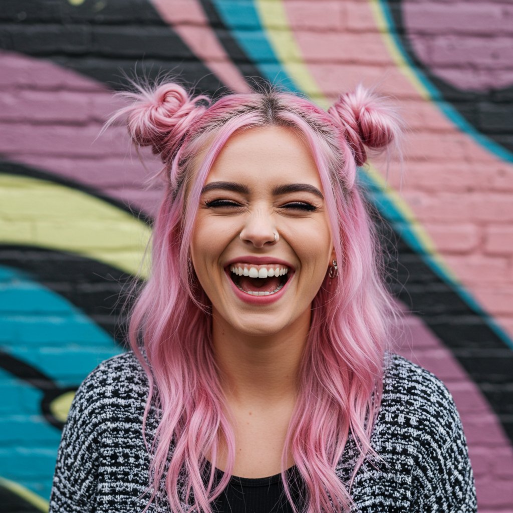 Playful Half Up Double Space Buns
