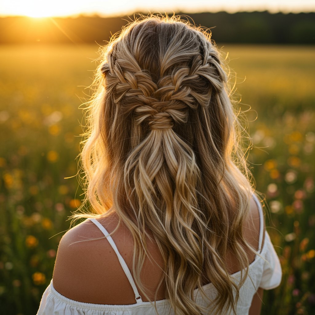 Bohemian Waterfall Braid Detail