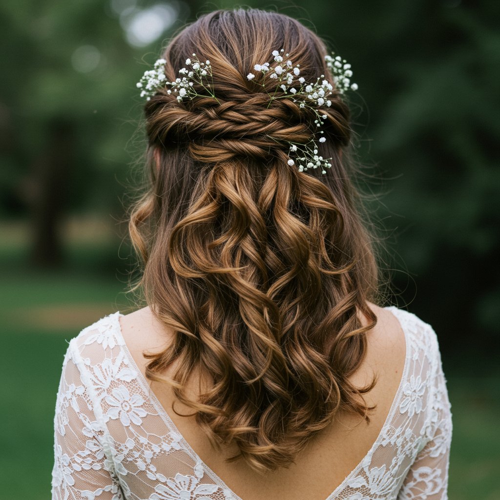 Bride Cascading Curls Half Up