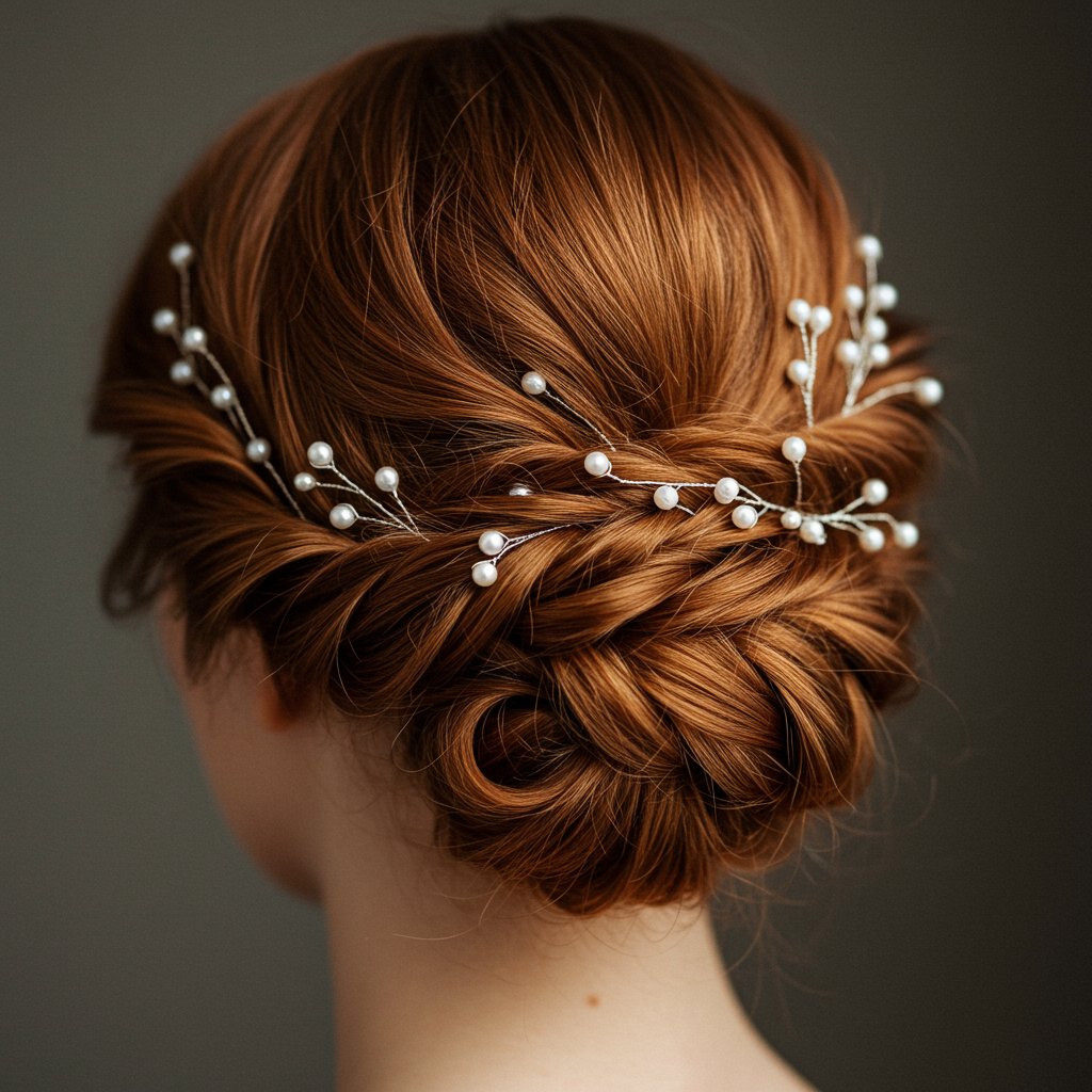 Half Up Style With Pearl Pins