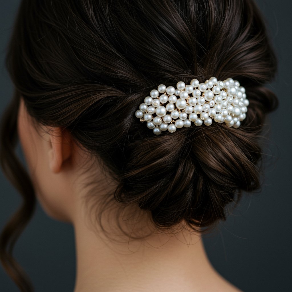 Half Up Style With Pearl Barrette