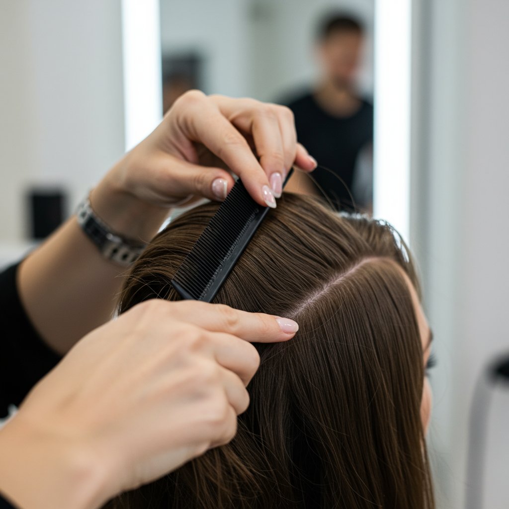 Stylist Teasing Hair For Volume