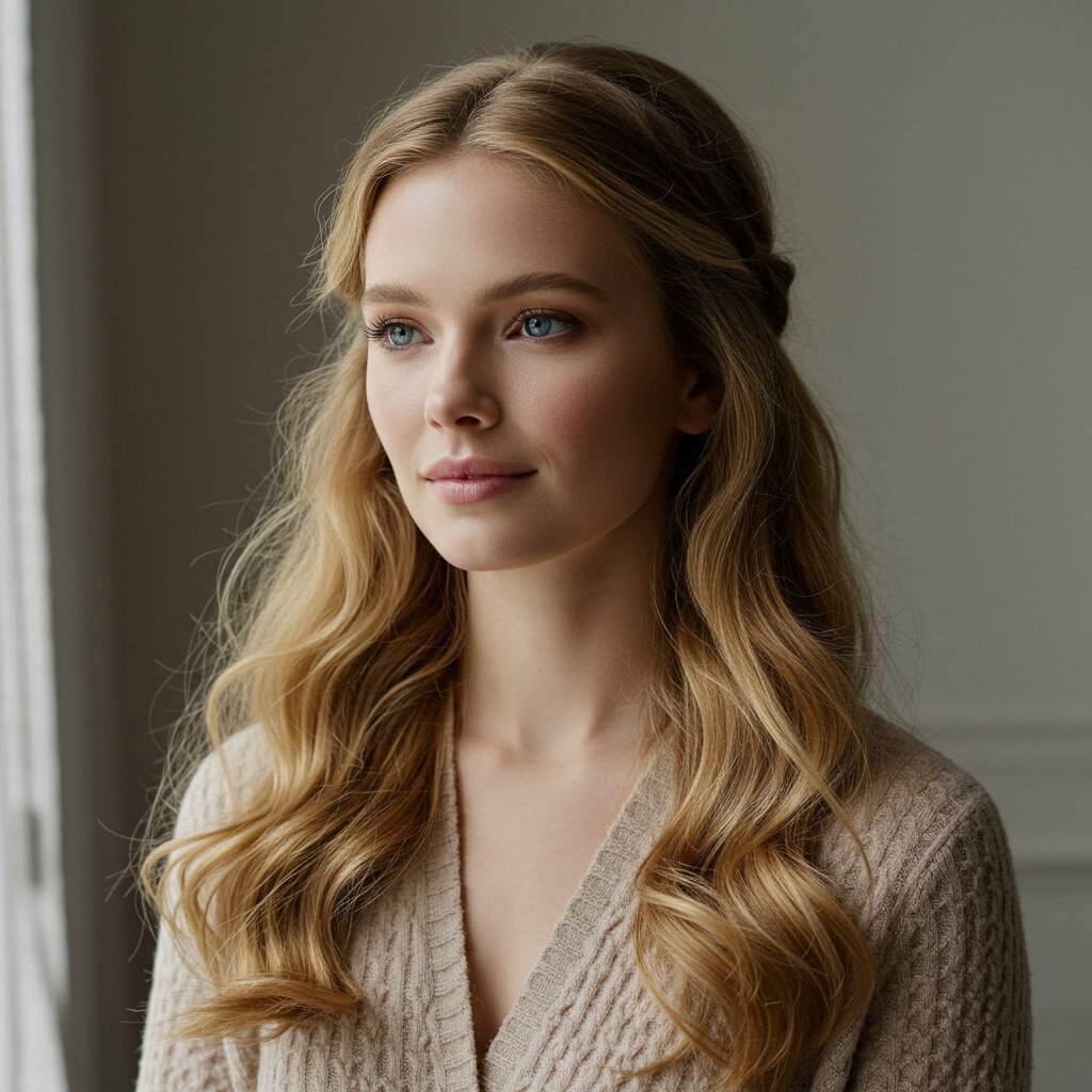 Woman With Elegant Half Up Style