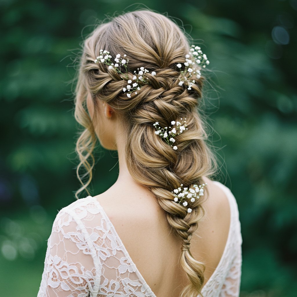 Bride With Romantic Braided Half Updo