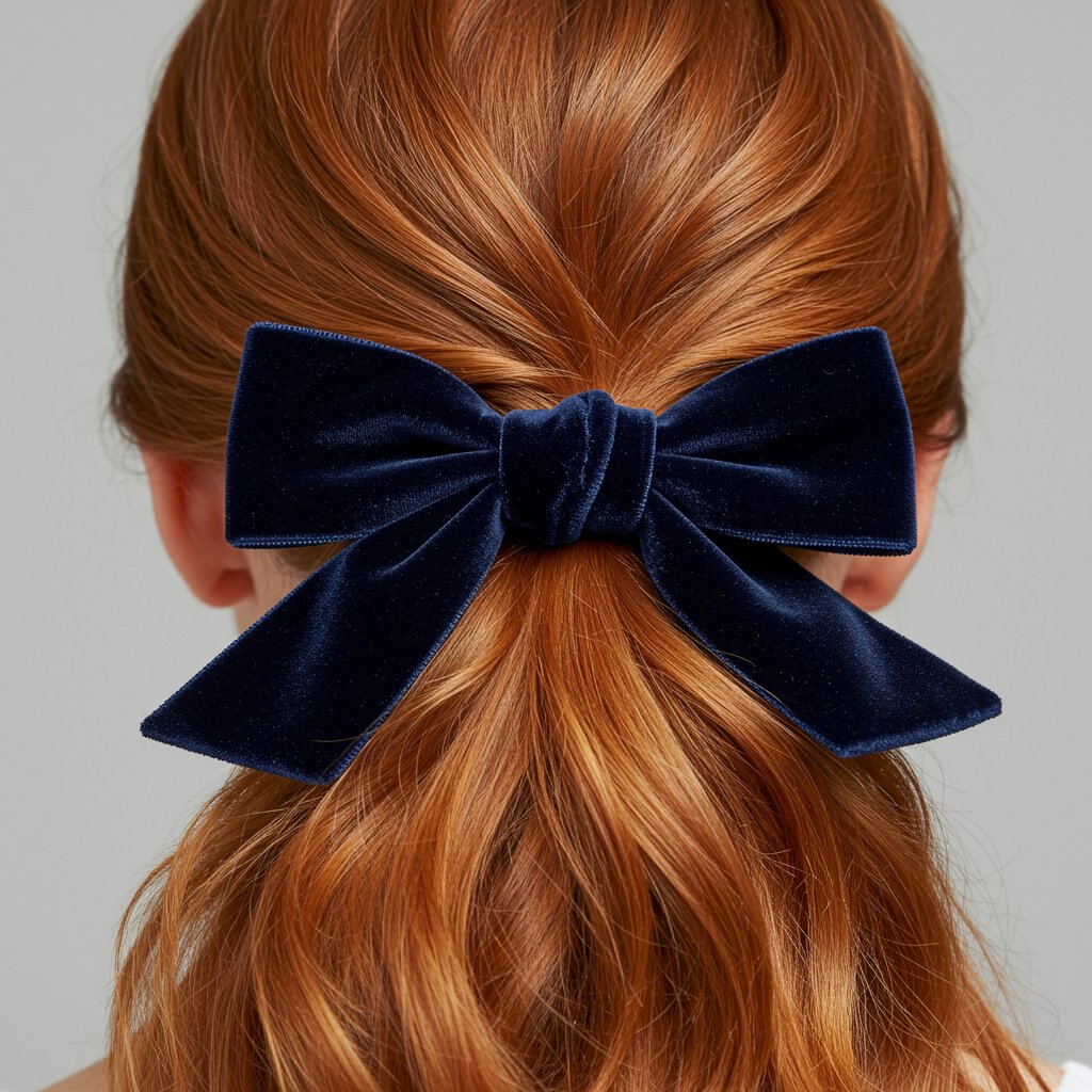 Close Up Velvet Bow In Hair