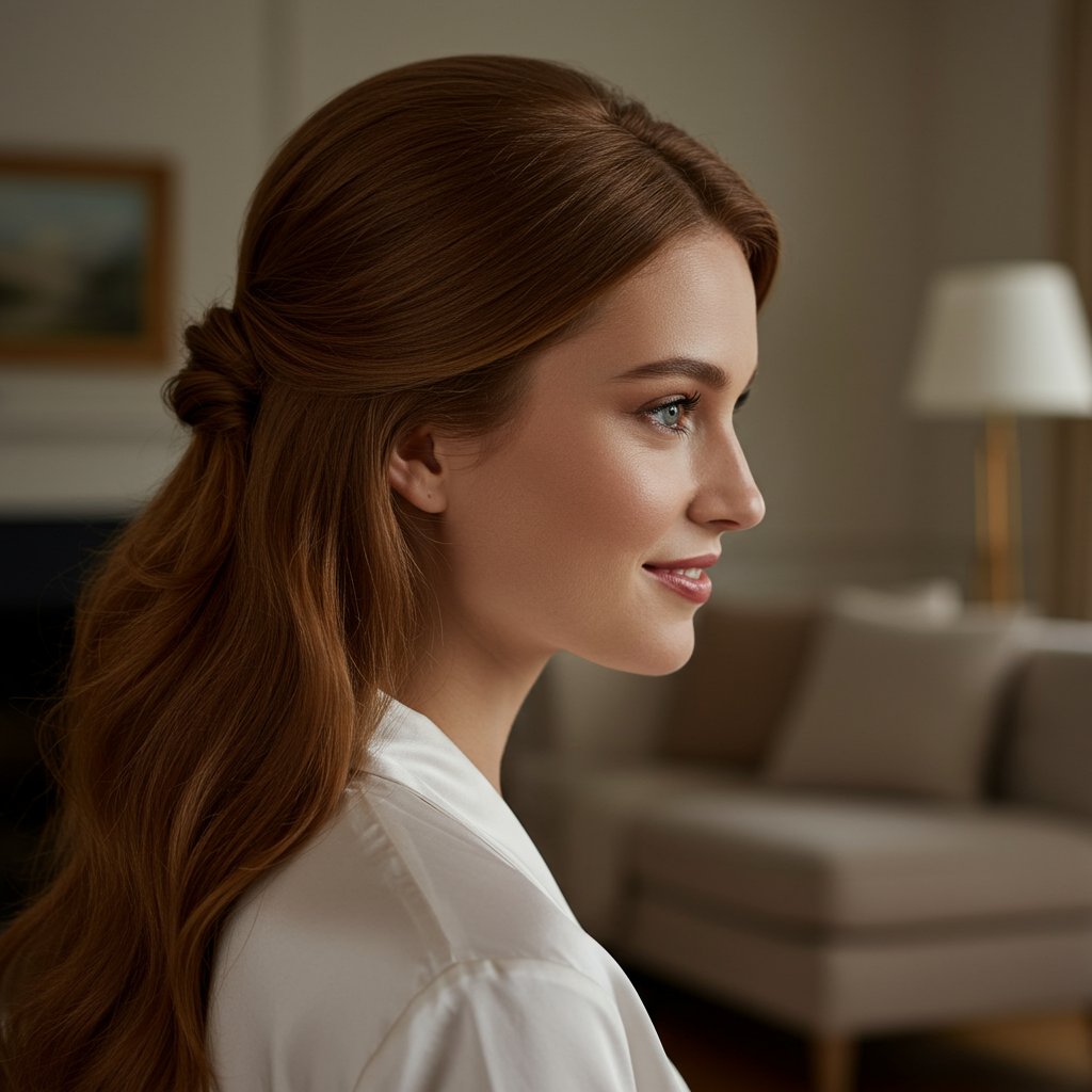 Elegant-Woman-With-Classic-Half-Up-Hairstyle