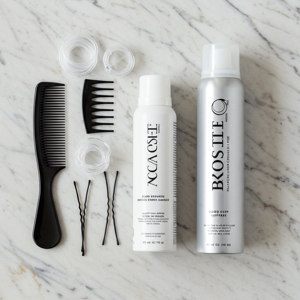 Flat-Lay-Of-Hairstyling-Tools-For-Half-Up