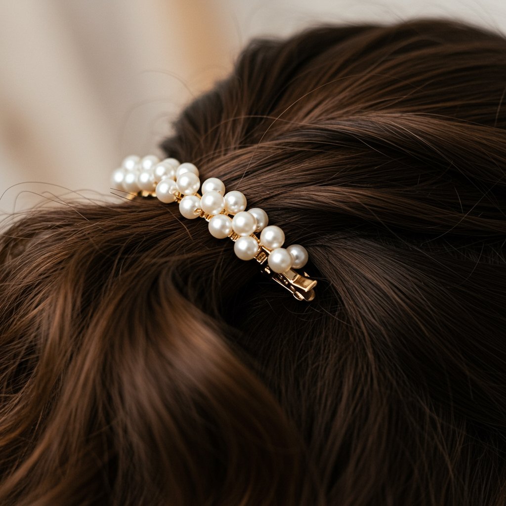 Pearl Hair Accessory In Half Updo