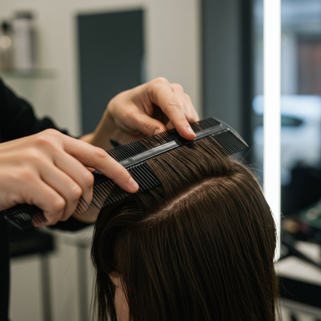 Stylist Backcombing Hair For Volume